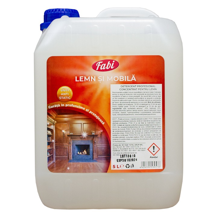 Detergent profesional pentru lemn, Fabi, 5L, concentrat, curata si protejeaza