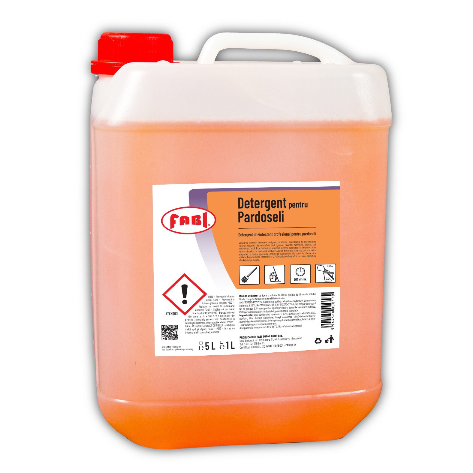 Detergent dezinfectant pentru pardoseli - Fabi 5l portocaliu