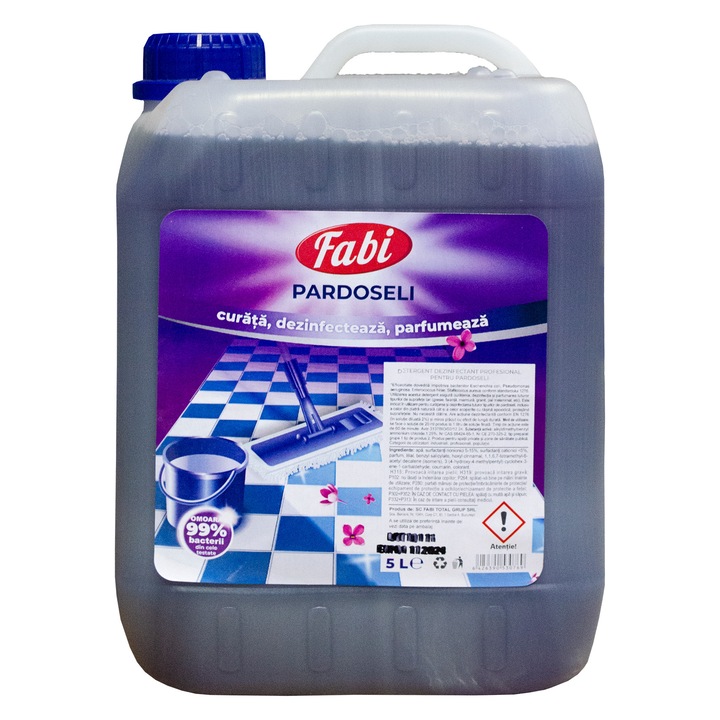 Detergent profesional pentru pardoseli, Fabi, 5L, mov, curata si dezinfecteaza, avizat ca biocid