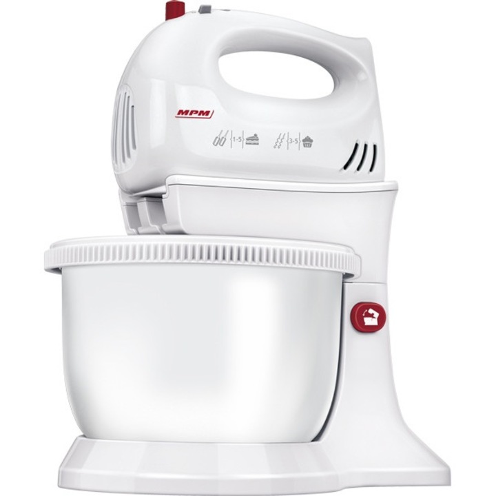 Миксер с купа MPM MMR-16Z, Ротационен, 750W, 3.4 л, 5 скорости, Функция TURBO, Бял