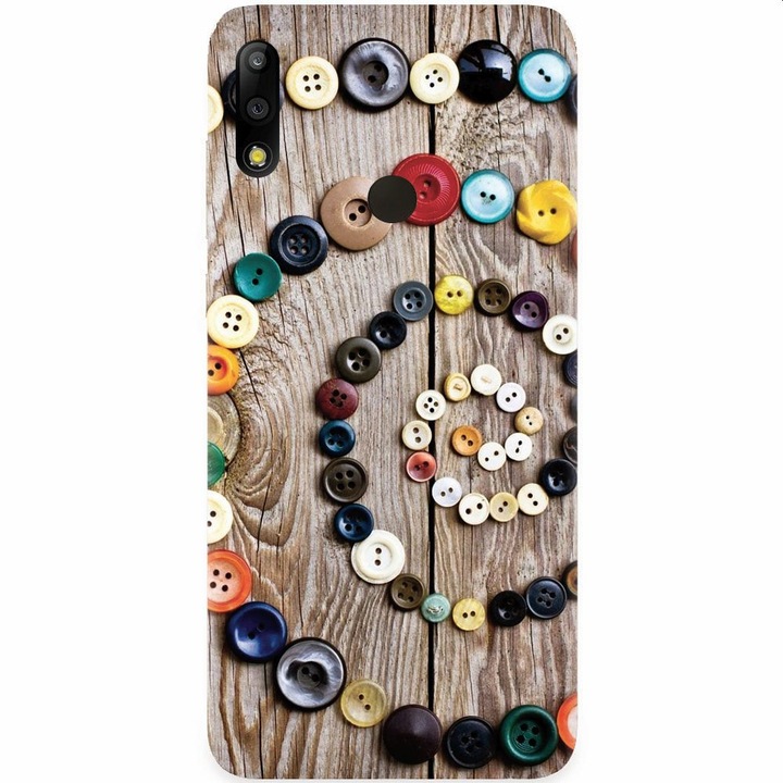 Силиконов калъф, съвместим с Asus Zenfone Max Pro M2, Colorful Buttons Spiral Wood Deck
