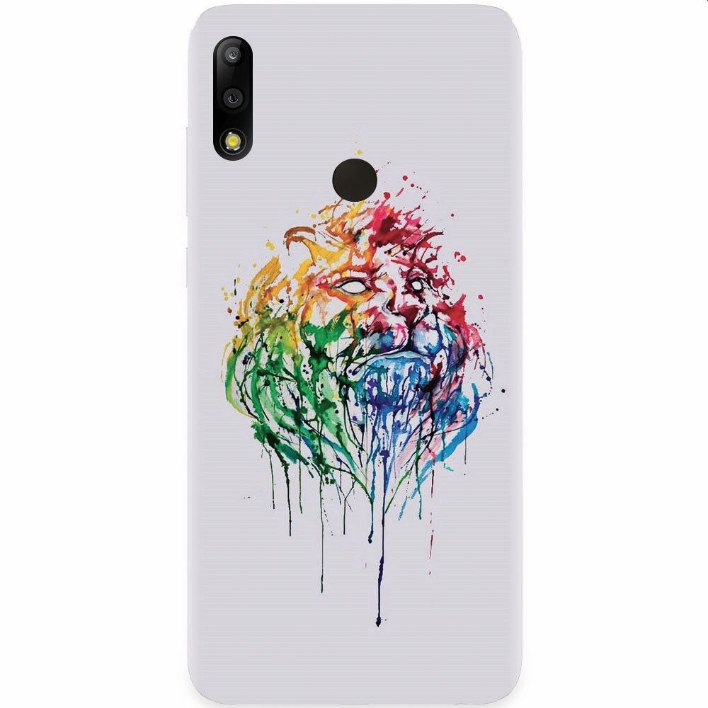 Husa silicon pentru Asus Zenfone Max Pro M2, Paint Illustration Lion Head