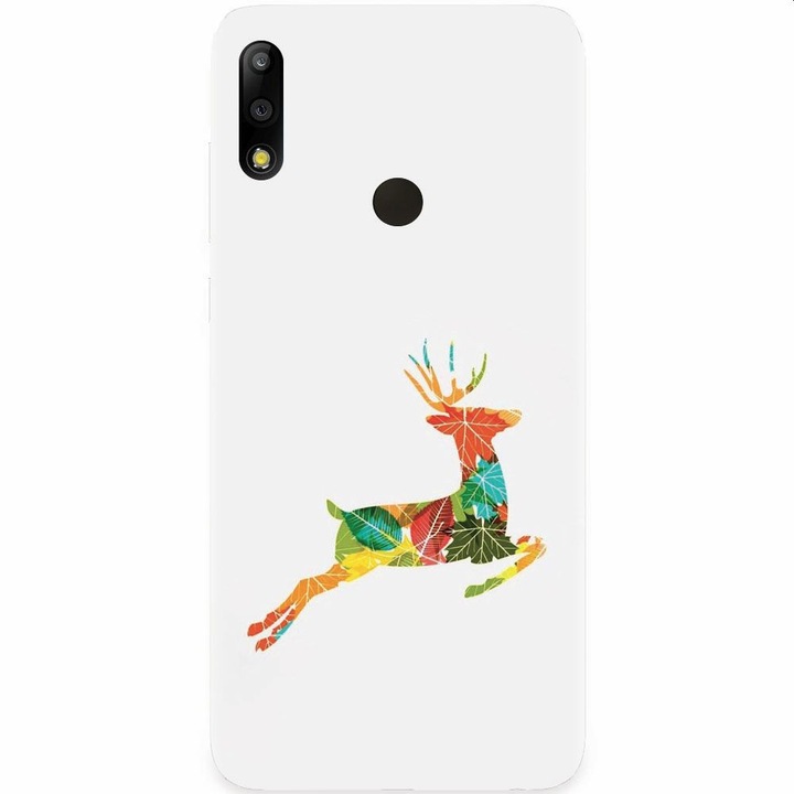 Силиконов калъф, съвместим с Asus Zenfone Max Pro M2, Colorful Reindeer Jump Illustration