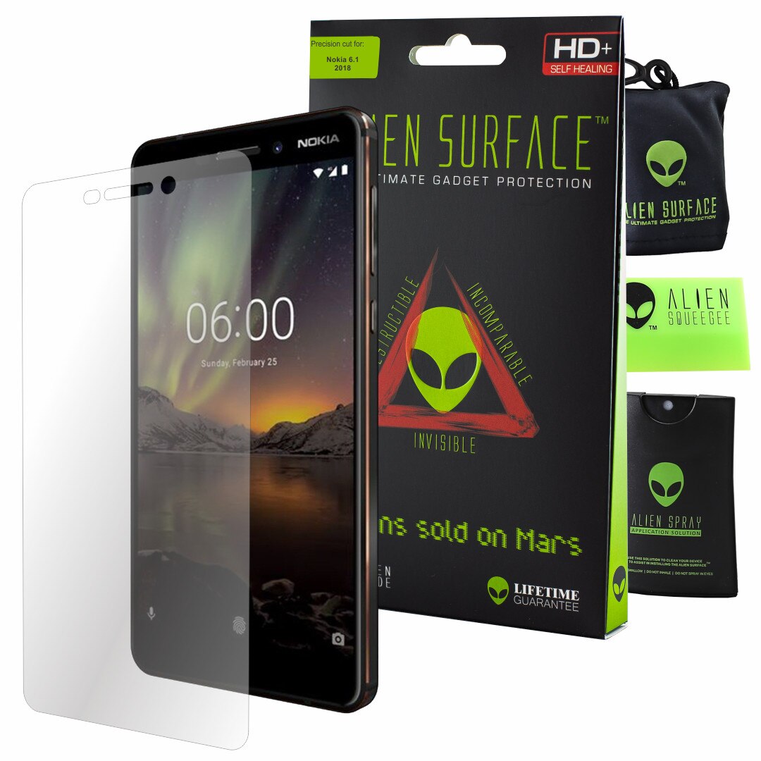 Folie Alien Surface HD, Nokia 6.1 (2018), protectie ecran + Alien Fiber cadou