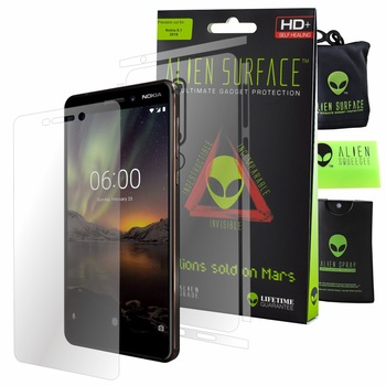 Folie Alien Surface HD, Nokia 6.1 (2018), protectie ecran, spate, laterale + Alien Fiber Cadou Folie Alien Surface HD, Nokia 6.1 (2018), protectie ecran, spate, laterale + Alien Fiber Cadou