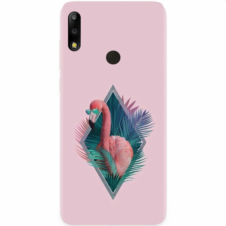 Силиконов кейс съвместим с Asus Zenfone Max Pro M2, Flamingo With Sunglass