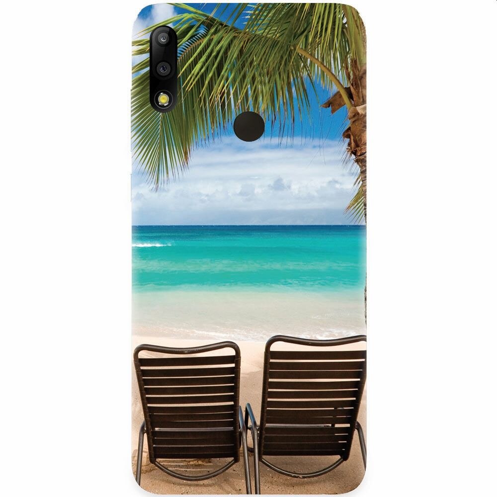 Husa silicon pentru Asus Zenfone Max Pro M2, Beach Chairs Palm Tree Seaside