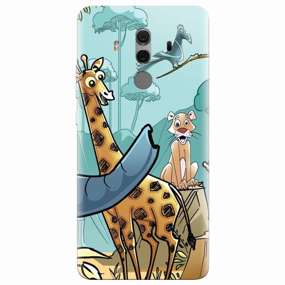 Husa silicon pentru Huawei Mate 10 Pro, Children Drawings Elephants Giraffes Lions