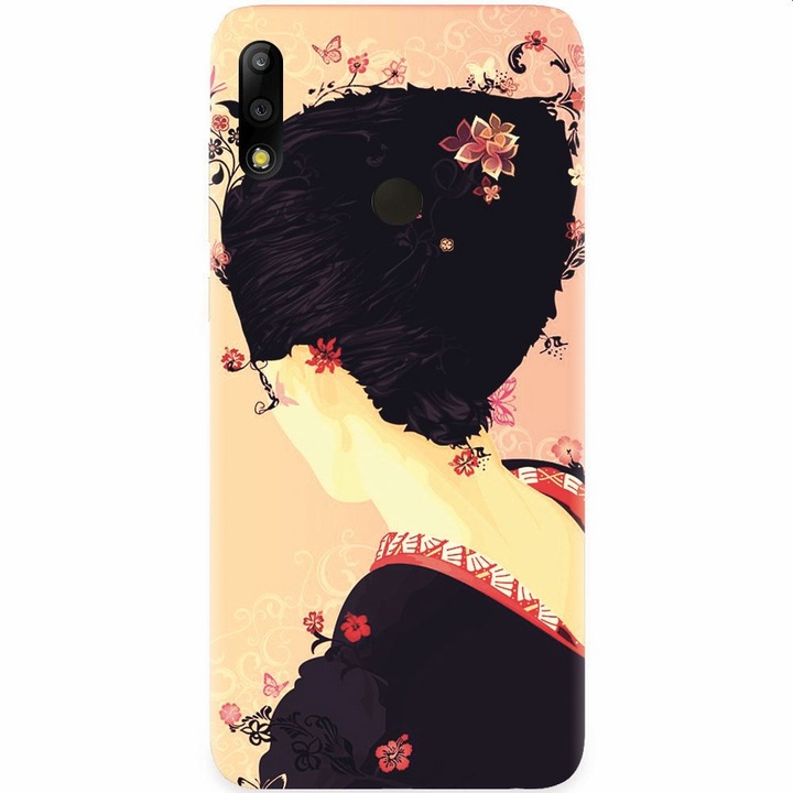 Силиконов кейс за Asus Zenfone Max Pro M2, Japanese Geisha Illustration Cherry Blossom