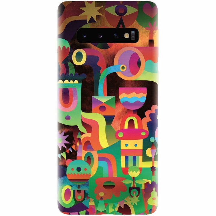 Szilikon borítás Samsung Galaxy S10 telefonhoz, Absztrakt színes formák