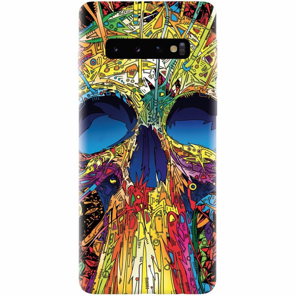 Husa silicon pentru Samsung Galaxy S10, Abstract Multicolored Skull