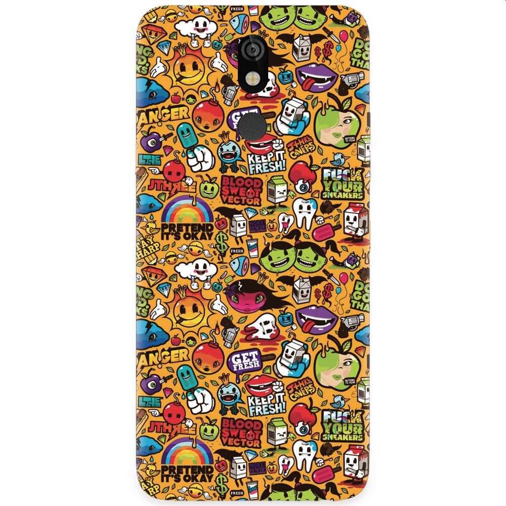 Husa silicon pentru LG K40, Colorful Sticker Illustrations