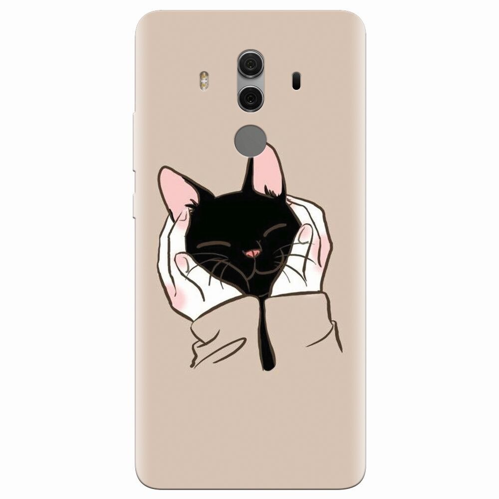 Husa silicon pentru Huawei Mate 10 Pro, Th Black Cat In Hands