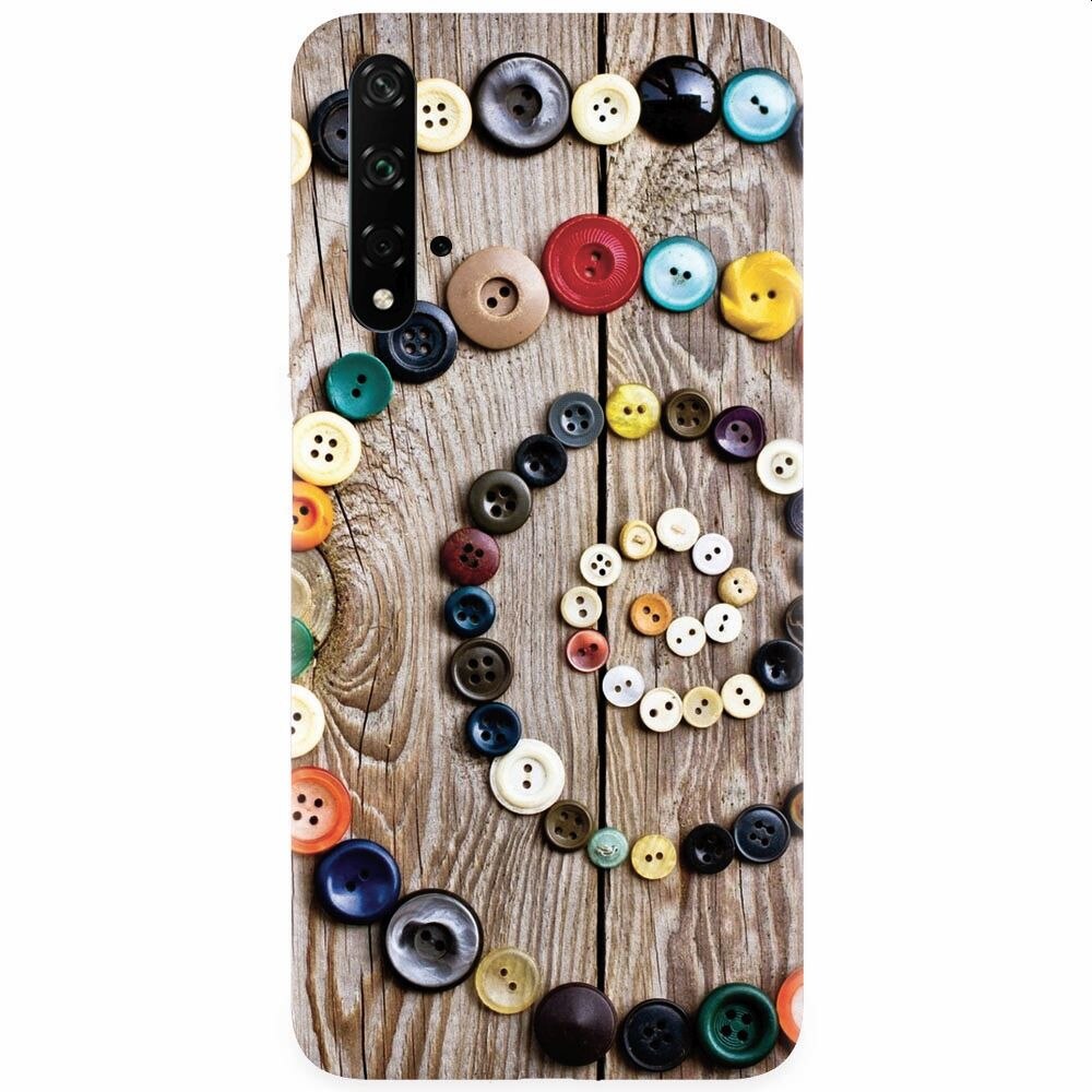 Husa silicon pentru Honor 20, Colorful Buttons Spiral Wood Deck