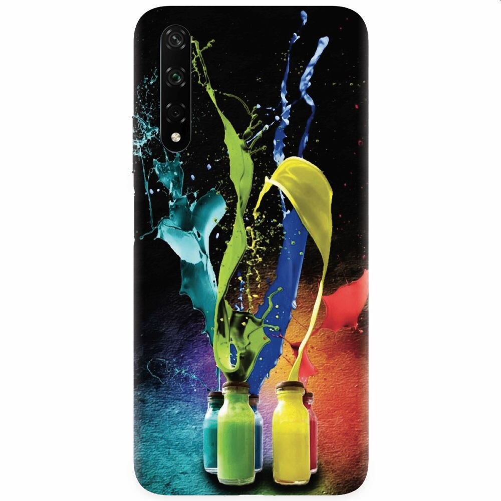 Husa silicon pentru Honor 20, Abstract Color Bottles Splash