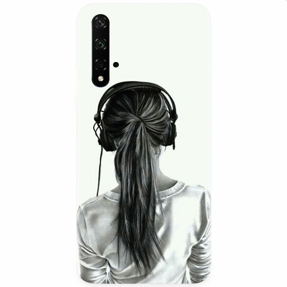 Husa silicon pentru Honor 20, Girl With Headphone