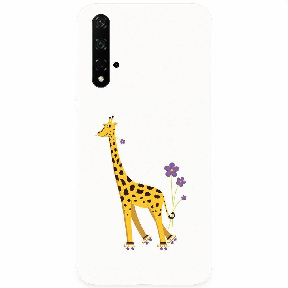 Husa silicon pentru Honor 20, Rollerskating Girafe Illustration