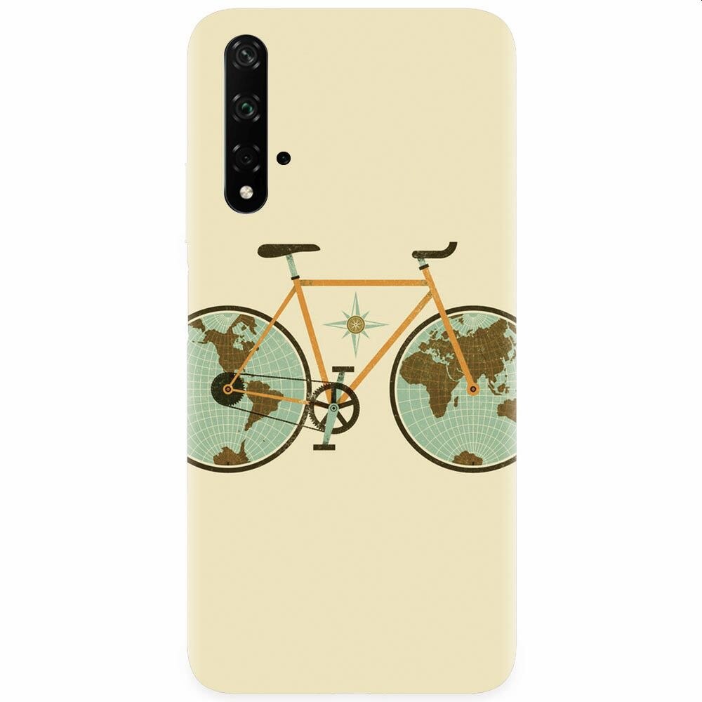 Husa silicon pentru Honor 20, Retro Bicycle Illustration