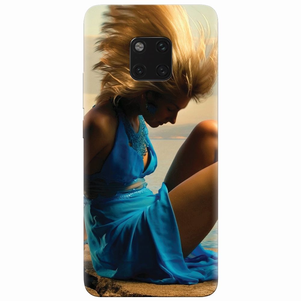 Husa silicon pentru Huawei Mate 20 Pro, Girl In Blue Dress