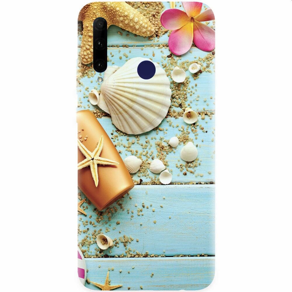 Husa silicon pentru Honor 20 Lite, Blue Wood Seashells Sea Star