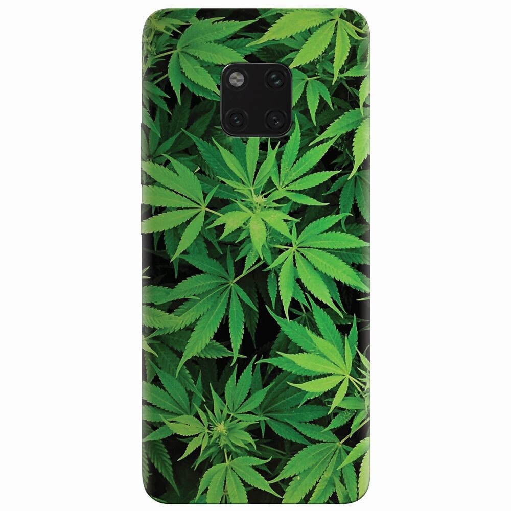 Husa silicon pentru Huawei Mate 20 Pro, Green Leaf Pattern