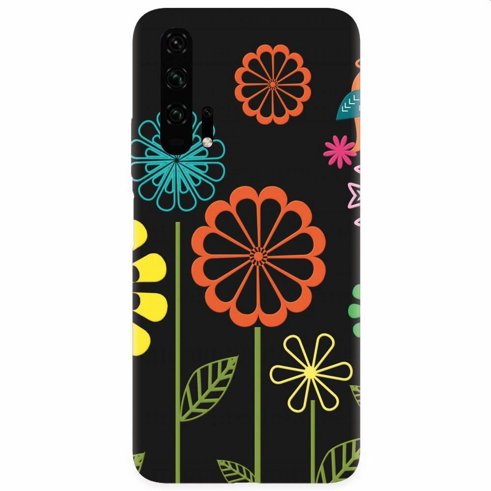 Husa silicon pentru Honor 20 Pro, Colorful Spring Birds Flowers Vectors
