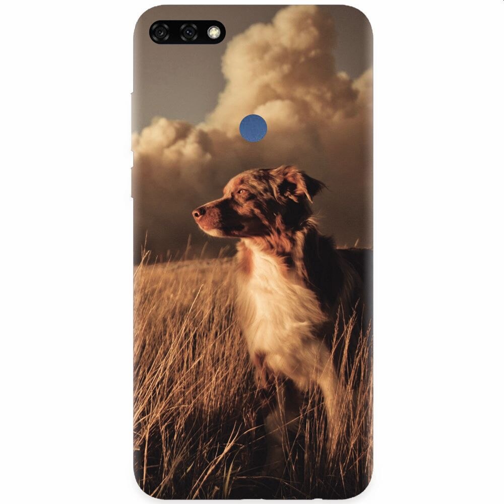 Husa silicon pentru Honor 7C, Alone Dog Animal In Grass