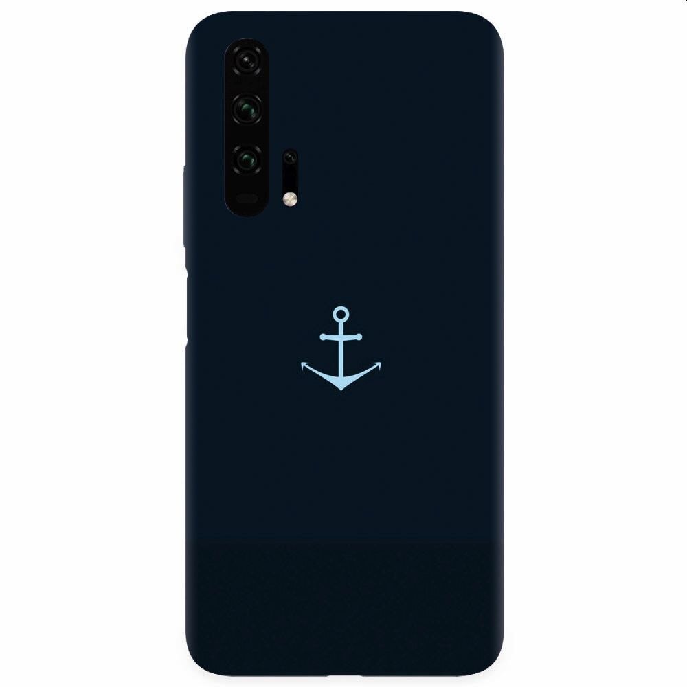 Husa silicon pentru Honor 20 Pro, Blue Navy Anchor Illustration Flat