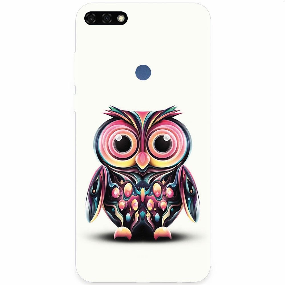 Husa silicon pentru Honor 7C, Colorful Owl Illustration