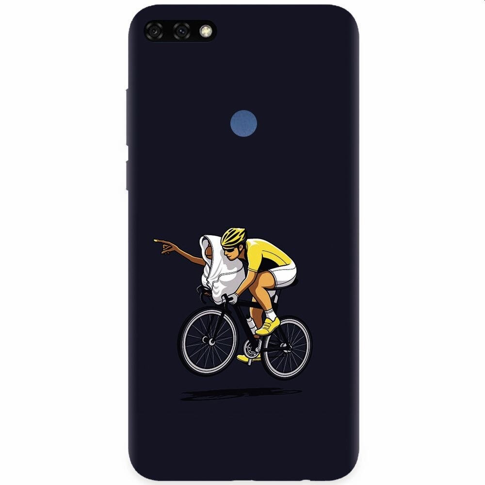Husa silicon pentru Honor 7C, ET Riding Bike Funny Illustration