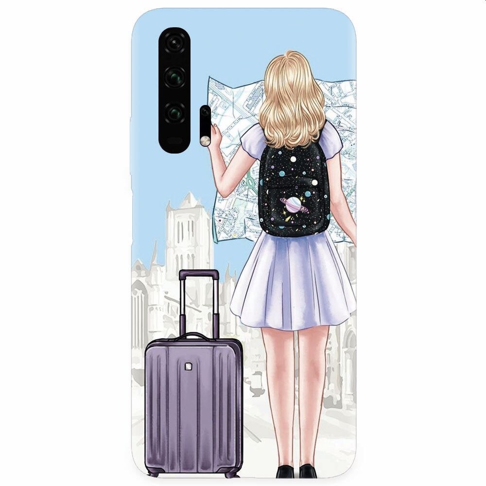 Husa silicon pentru Honor 20 Pro, Travel Girl Searching On Map