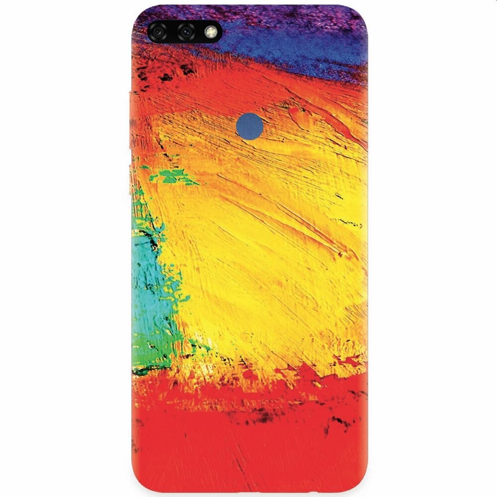Husa silicon pentru Honor 7C, Colorful Dry Paint Strokes Texture