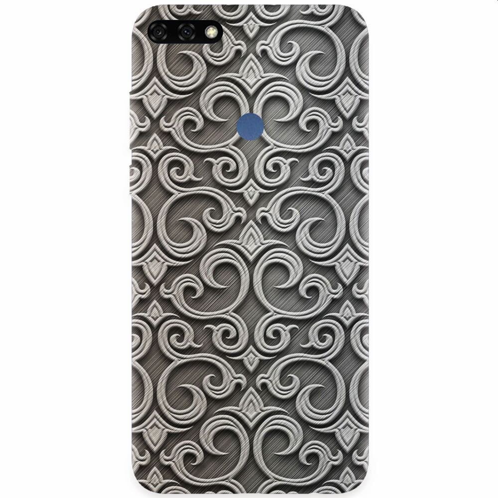 Husa silicon pentru Honor 7C, Baroque Silver Pattern