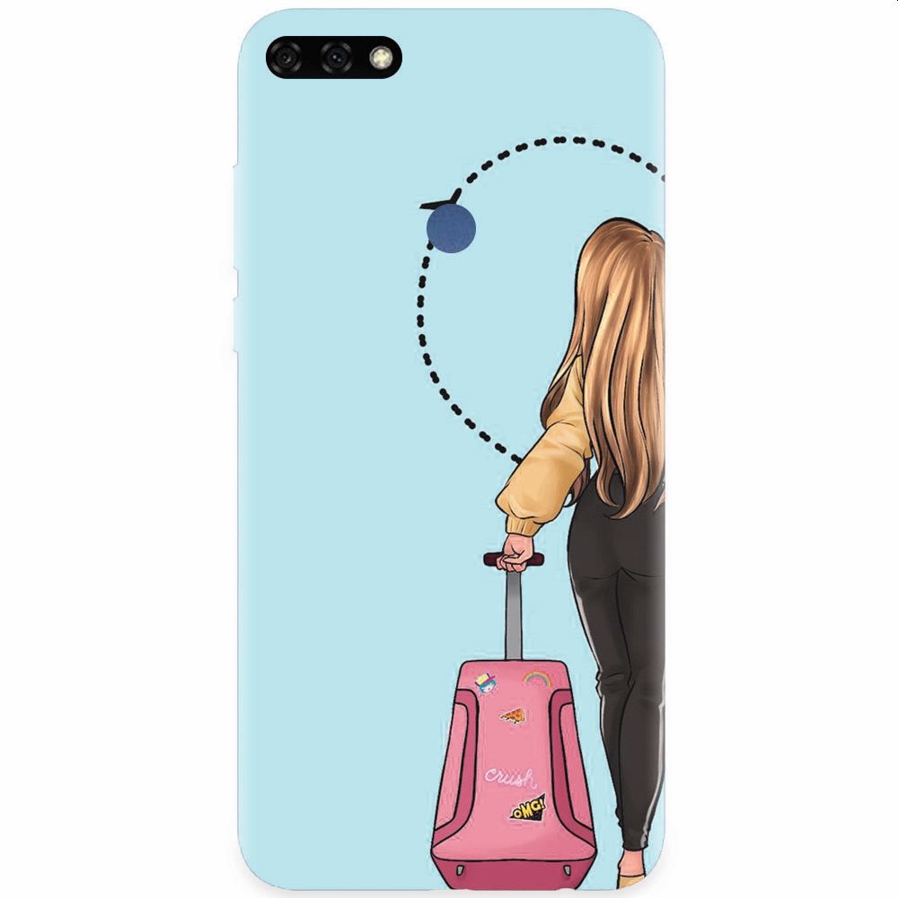 Husa silicon pentru Honor 7C, Travel Girl