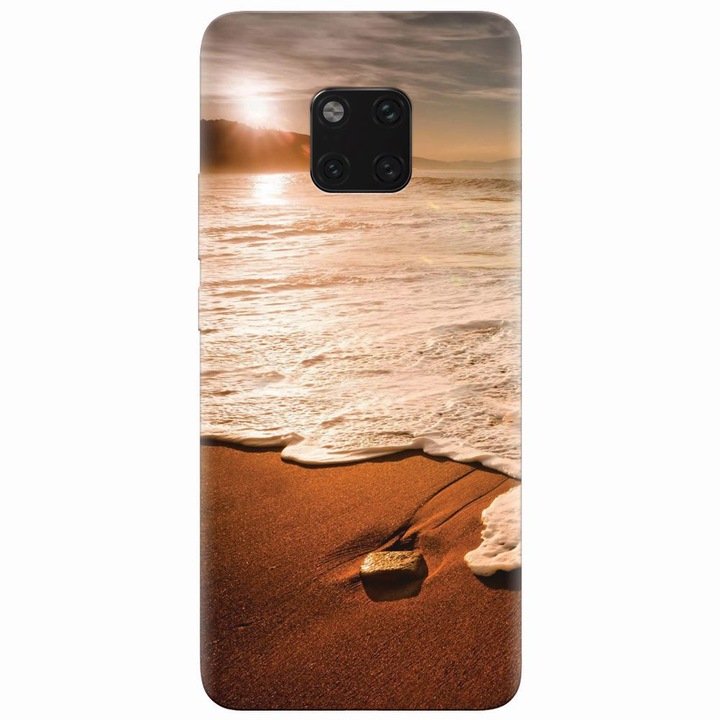 Силиконов кейс съвместим с Huawei Mate 20 Pro, Sunset Foamy Beach Wave
