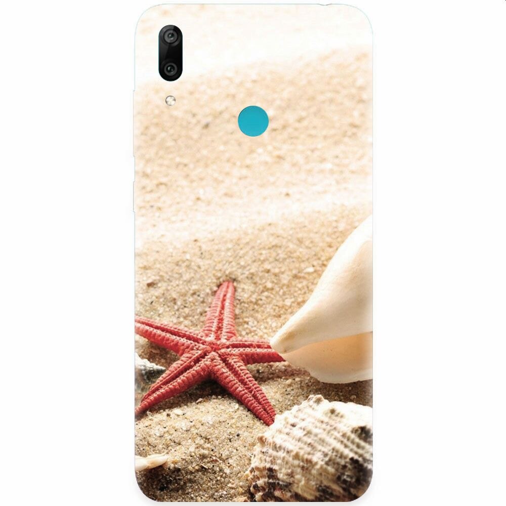 Husa silicon pentru Huawei Y7 2019, Beach Shells And Starfish