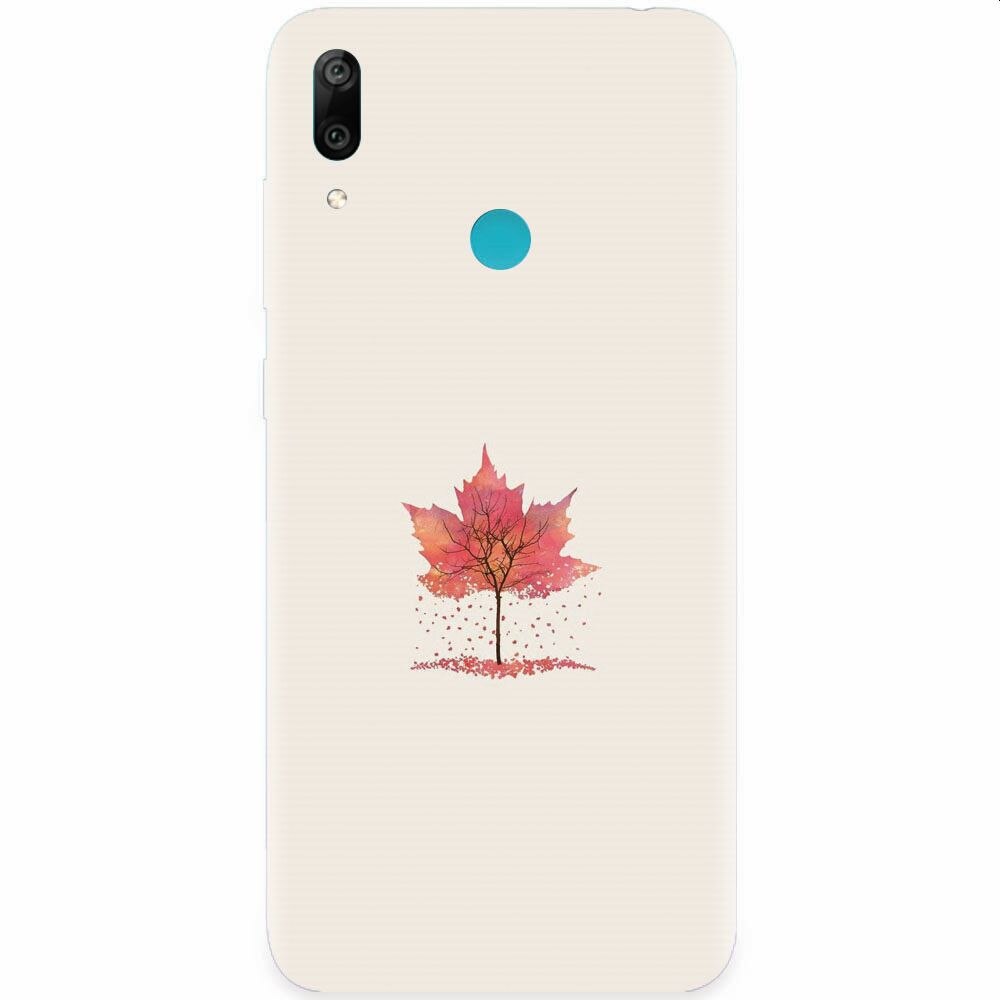 Husa silicon pentru Huawei Y7 2019, Autumn Tree Leaf Shape Illustration