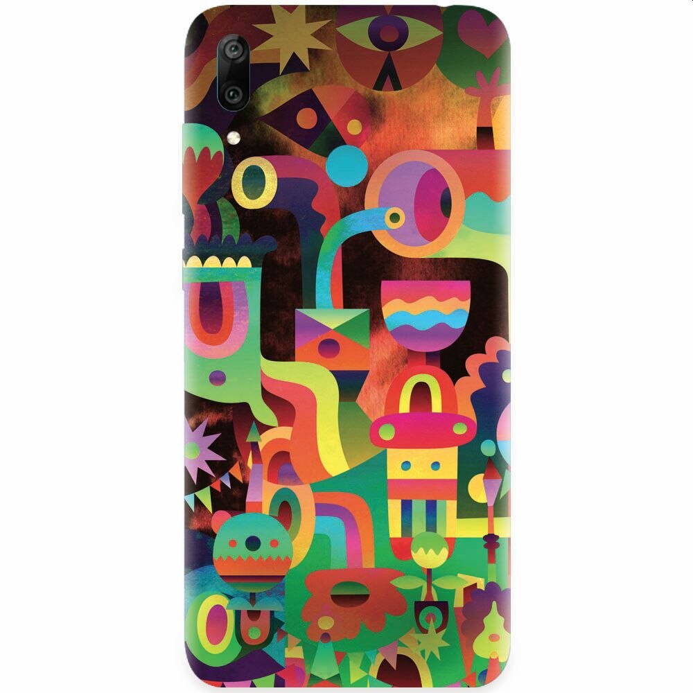 Husa silicon pentru Honor Play, Abstract Colorful Shapes