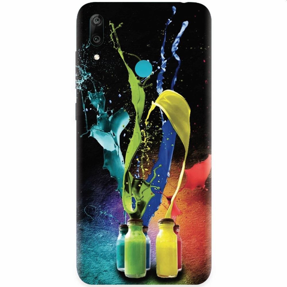 Husa silicon pentru Huawei Y7 2019, Abstract Color Bottles Splash