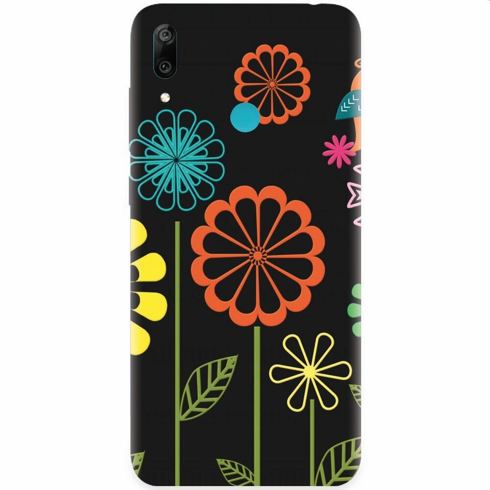 Husa silicon pentru Huawei Y7 2019, Colorful Spring Birds Flowers Vectors