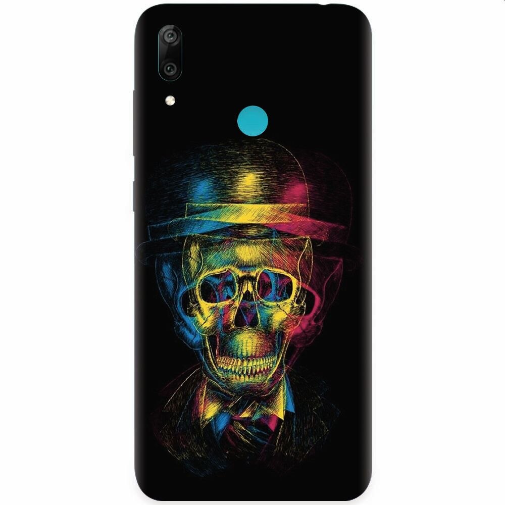 Husa silicon pentru Huawei Y7 Prime 2019, Colorfull skull 3d
