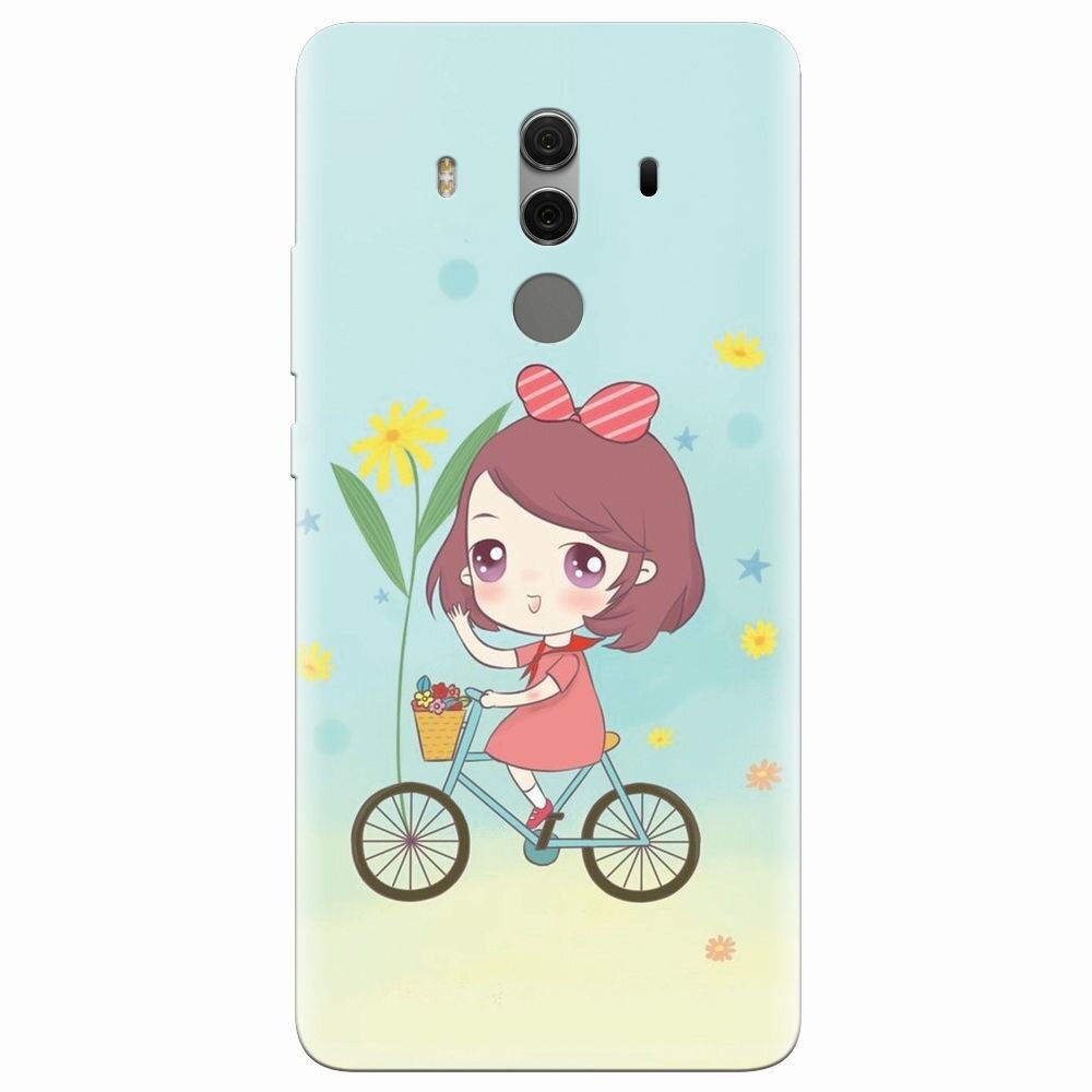 Husa silicon pentru Huawei Mate 10 Pro, Girl And Bike