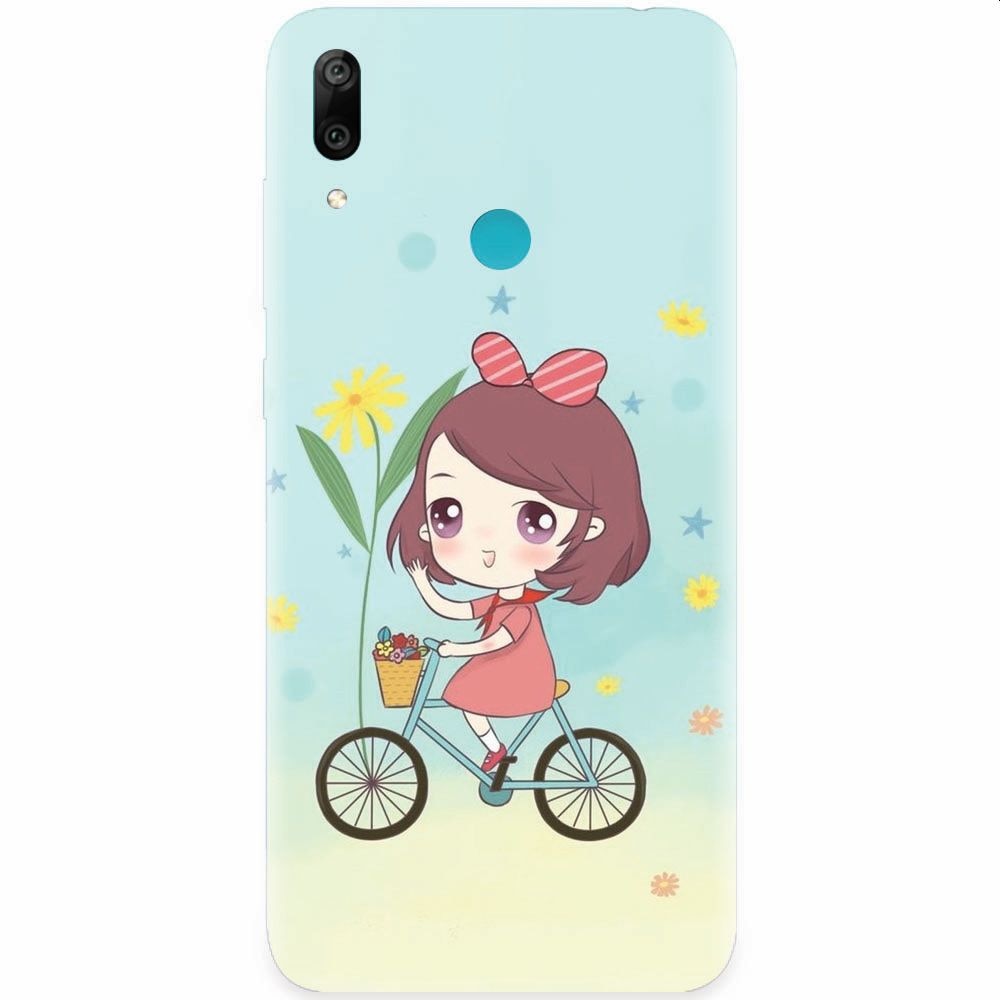 Husa silicon pentru Huawei Y7 2019, Girl And Bike