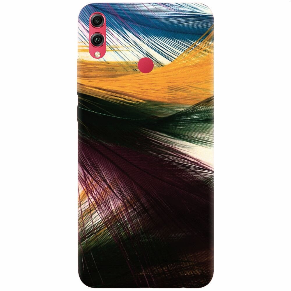 Husa silicon pentru Honor 8X, Colorful Peacock Feathers
