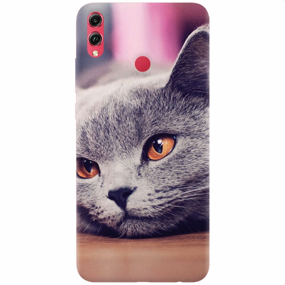 Husa silicon pentru Honor Note 10, British Shorthair Cat Yellow Eyes Portrait