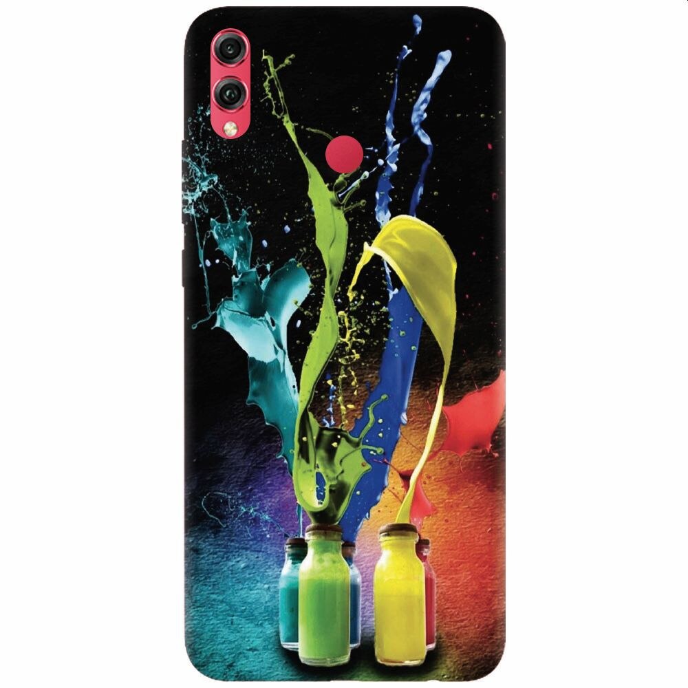 Husa silicon pentru Honor Note 10, Abstract Color Bottles Splash