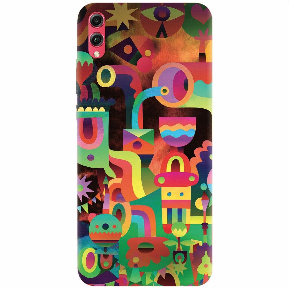 Husa silicon pentru Honor View 10 Lite, Abstract Colorful Shapes