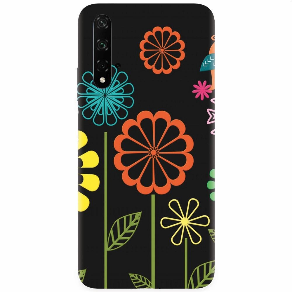 Husa silicon pentru Honor 20, Colorful Spring Birds Flowers Vectors