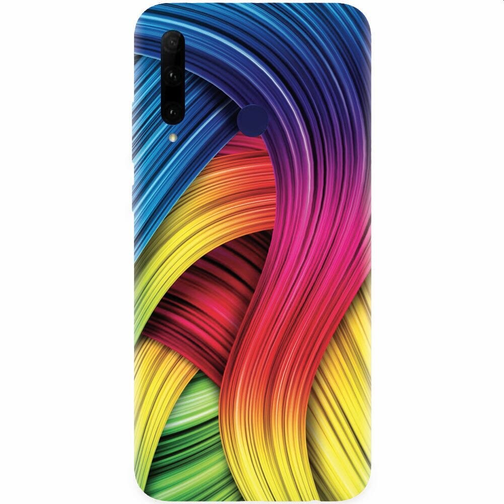 Husa silicon pentru Honor 20 Lite, Curly Colorful Rainbow Lines Illustration