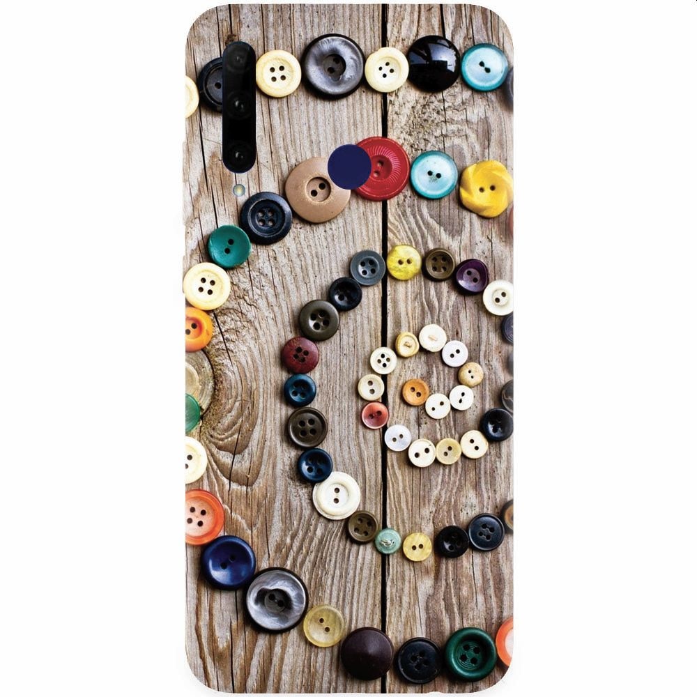 Husa silicon pentru Honor 20 Lite, Colorful Buttons Spiral Wood Deck